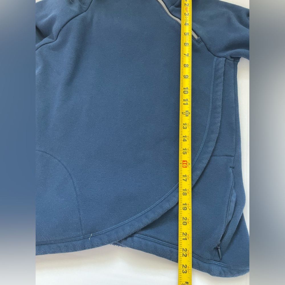 Athleta Cozy Karma Asym Pullover Navy Blue Fleece Zipper Sweatshirt Size Small - Picture 15 of 15